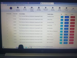 Course-Centre Preference List